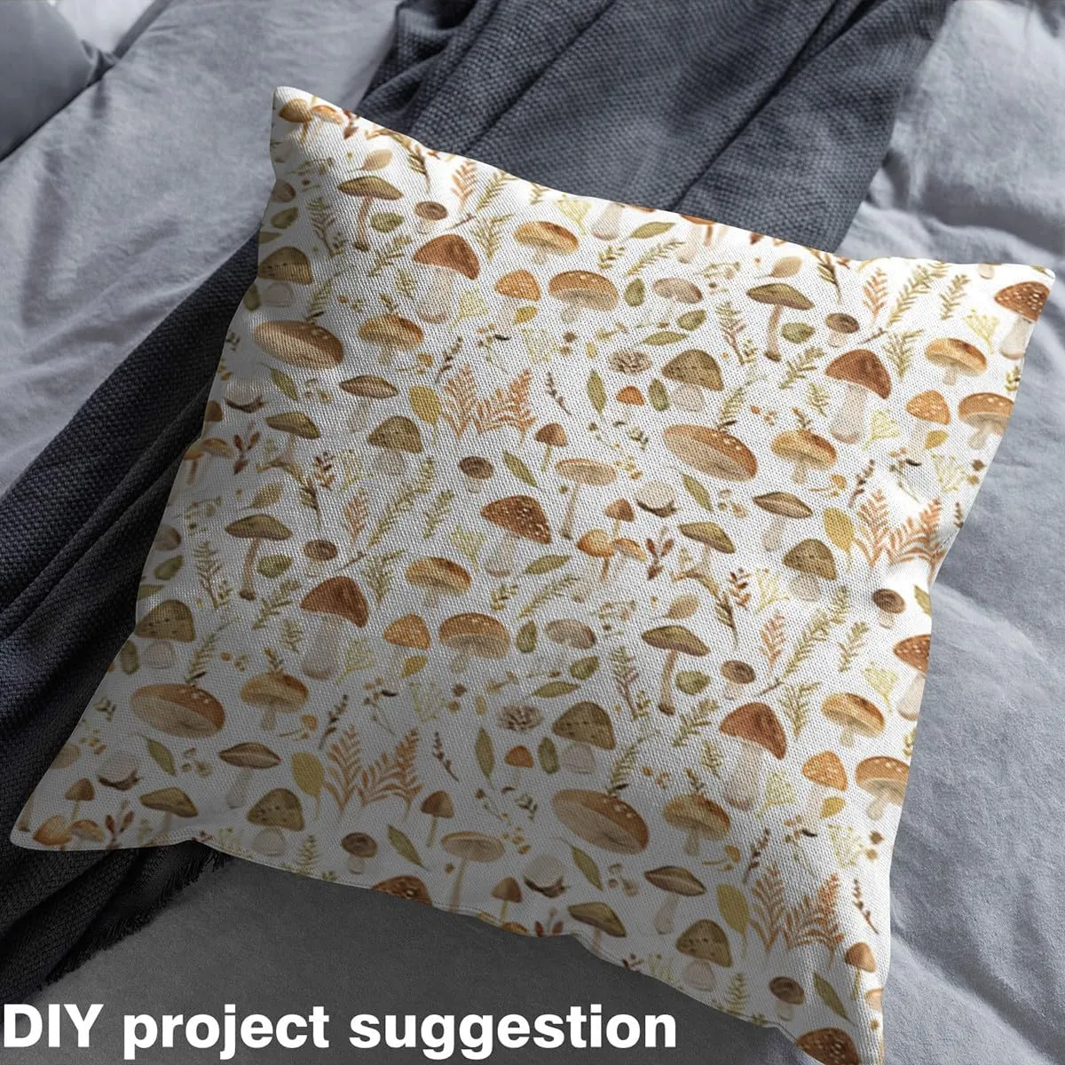 Feelyou Kids Mushrooms Fabric by The Yard 3 Yards Cute Wild Fungus Upholstery Fabric for Chairs Outdoor Fabric Fall Botanical Plants Print Decorative Waterproof Outdoor Fabric Women Men