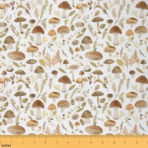 Feelyou Kids Mushrooms Fabric by The Yard 3 Yards Cute Wild Fungus Upholstery Fabric for Chairs Outdoor Fabric Fall Botanical Plants Print Decorative Waterproof Outdoor Fabric Women Men