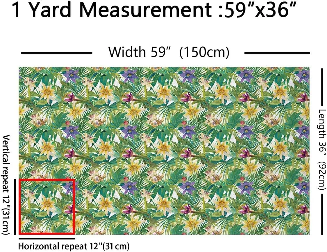 Feelyou Lily Floral Decorative Waterproof Outdoor Fabric 2 Yards Tropical Leaves Botanical Fabric by The Yard Romantic Garden Upholstery Fabric for Chairs Outdoor Fabric Outdoor Fabric