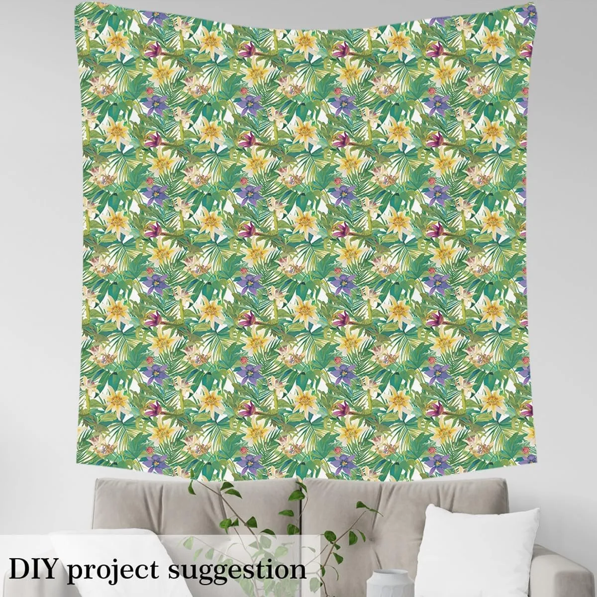 Feelyou Lily Floral Decorative Waterproof Outdoor Fabric 2 Yards Tropical Leaves Botanical Fabric by The Yard Romantic Garden Upholstery Fabric for Chairs Outdoor Fabric Outdoor Fabric