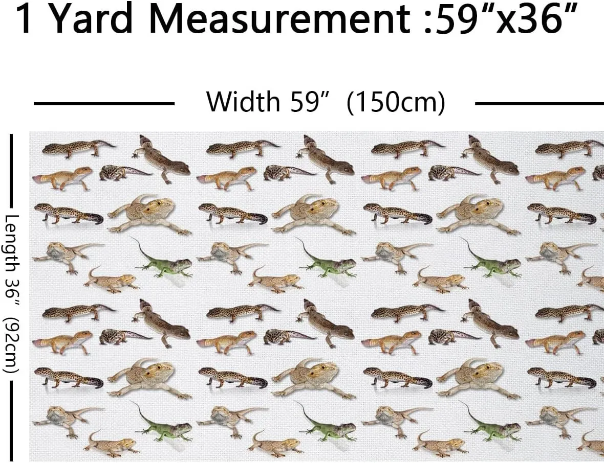 Feelyou Lizard Upholstery Fabric for Chairs, Reptile Fabric by The Yard, Lizard Family Nature Animal Wildlife Decorative Fabric for Upholstery and Home DIY Projects, 2 Yards, Brown White