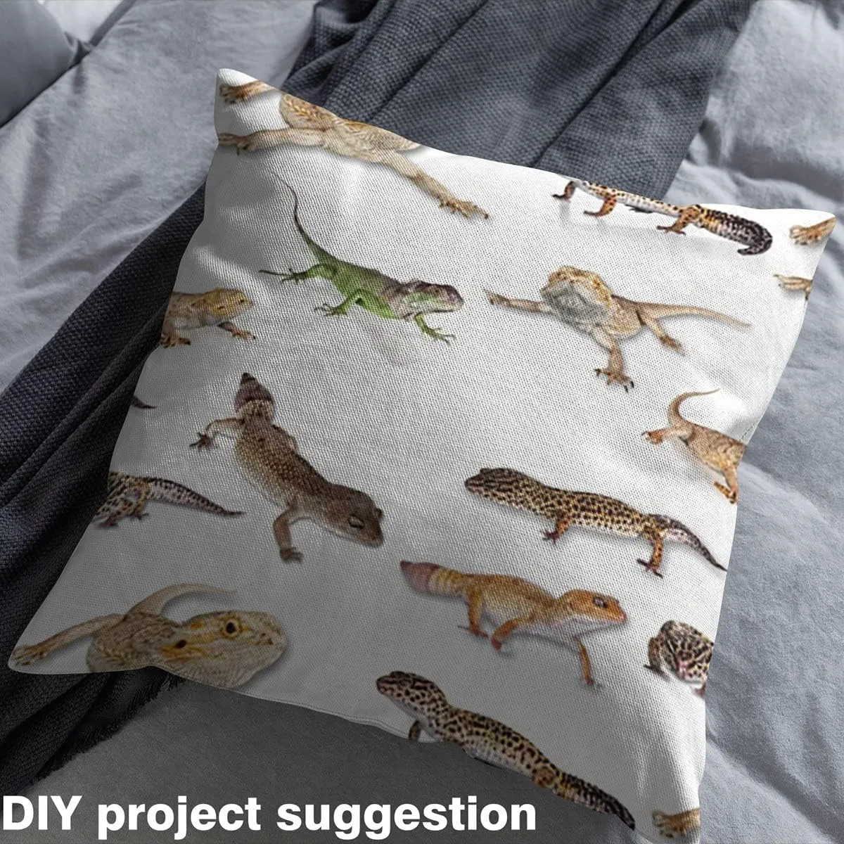 Feelyou Lizard Upholstery Fabric for Chairs, Reptile Fabric by The Yard, Lizard Family Nature Animal Wildlife Decorative Fabric for Upholstery and Home DIY Projects, 2 Yards, Brown White