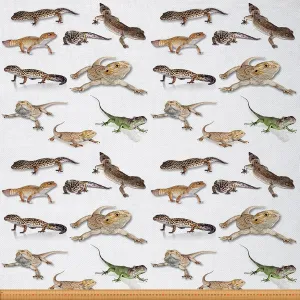 Feelyou Lizard Upholstery Fabric for Chairs, Reptile Fabric by The Yard, Lizard Family Nature Animal Wildlife Decorative Fabric for Upholstery and Home DIY Projects, 2 Yards, Brown White