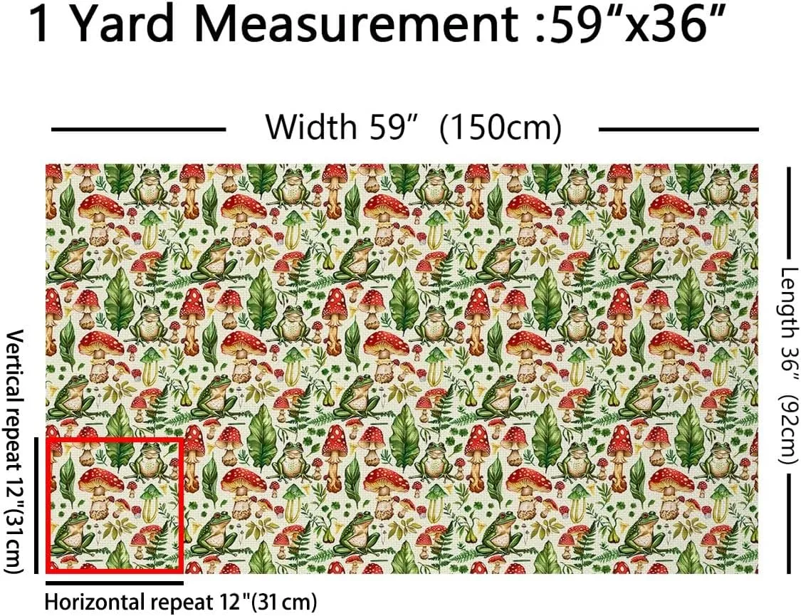 Feelyou Mushroom Upholstery Fabric for Chairs 3 Yard Kawaii Fungus Fabric by The Yard Kids Wild Mushroom Stuff Waterproof Outdoor Fabric for Chairs Cute Frog Reupholstery Fabric Decor