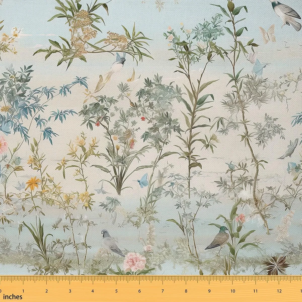 Feelyou Nature Theme Upholstery Fabric for Chairs 5 Yard Leaf Pattern Fabric by The Yard Birds Waterproof Outdoor Fabric for Chairs Boys Girls Teens Room Decor Sky Blue Reupholstery Fabric Decor