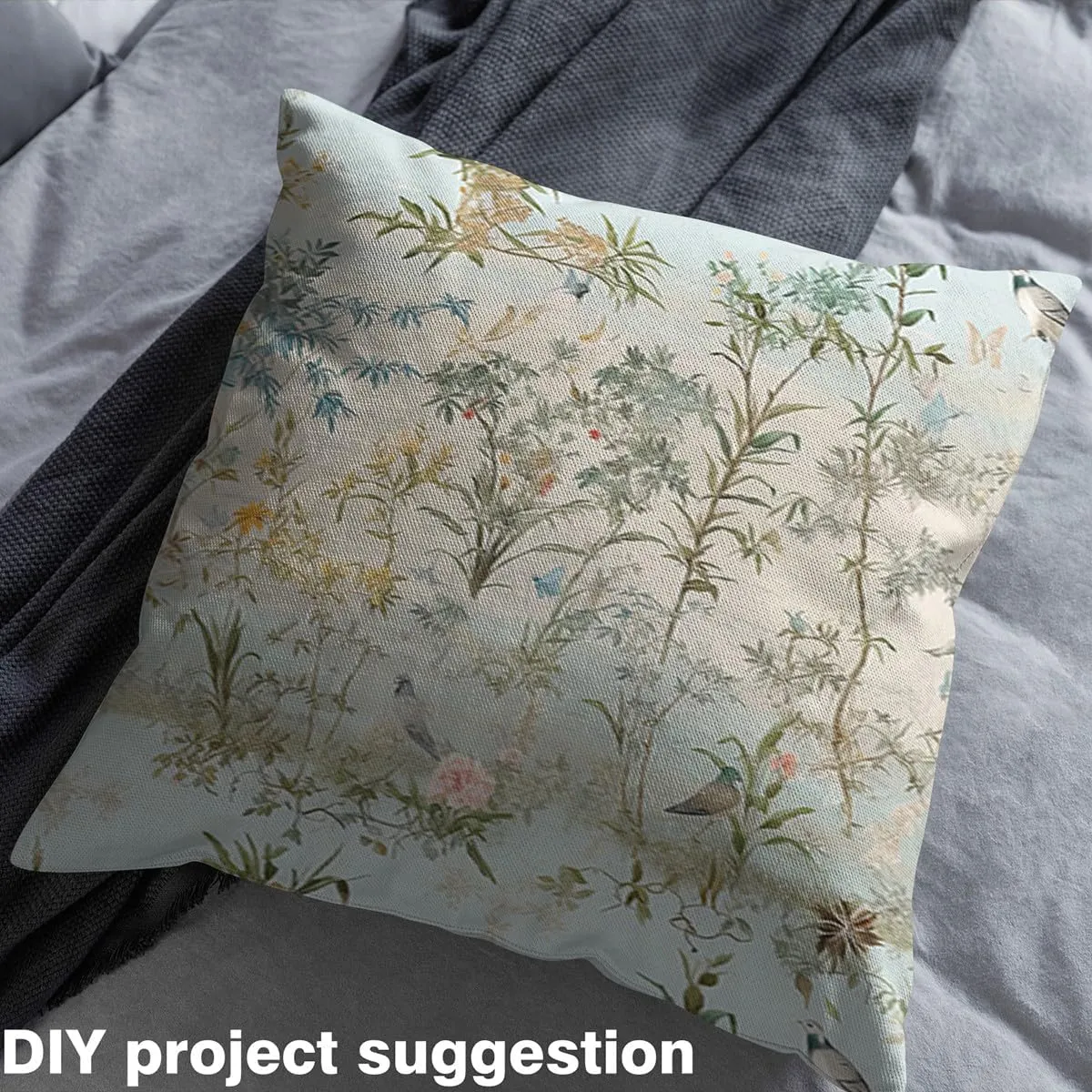 Feelyou Nature Theme Upholstery Fabric for Chairs 5 Yard Leaf Pattern Fabric by The Yard Birds Waterproof Outdoor Fabric for Chairs Boys Girls Teens Room Decor Sky Blue Reupholstery Fabric Decor