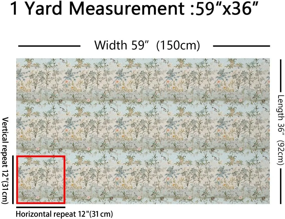 Feelyou Nature Theme Upholstery Fabric for Chairs 5 Yard Leaf Pattern Fabric by The Yard Birds Waterproof Outdoor Fabric for Chairs Boys Girls Teens Room Decor Sky Blue Reupholstery Fabric Decor