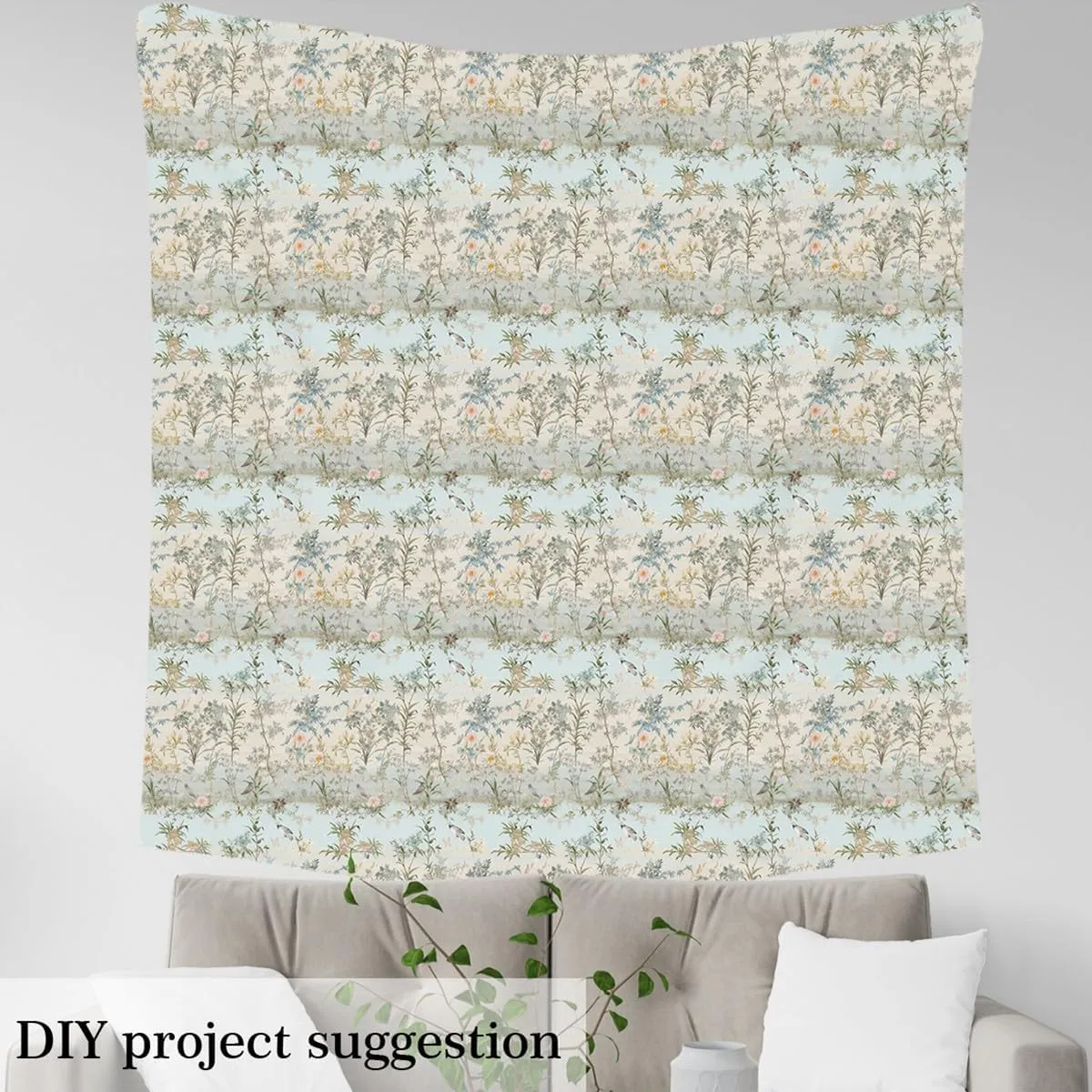 Feelyou Nature Theme Upholstery Fabric for Chairs 5 Yard Leaf Pattern Fabric by The Yard Birds Waterproof Outdoor Fabric for Chairs Boys Girls Teens Room Decor Sky Blue Reupholstery Fabric Decor