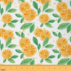 Feelyou Orange Fruit Fabric by The Yard 10 Yard Botanical Fruit and Leaves Upholstery Fabric for Chairs for Kids Boys Girls Citrus Fruit Upholstery Fabric for Chairs Orange