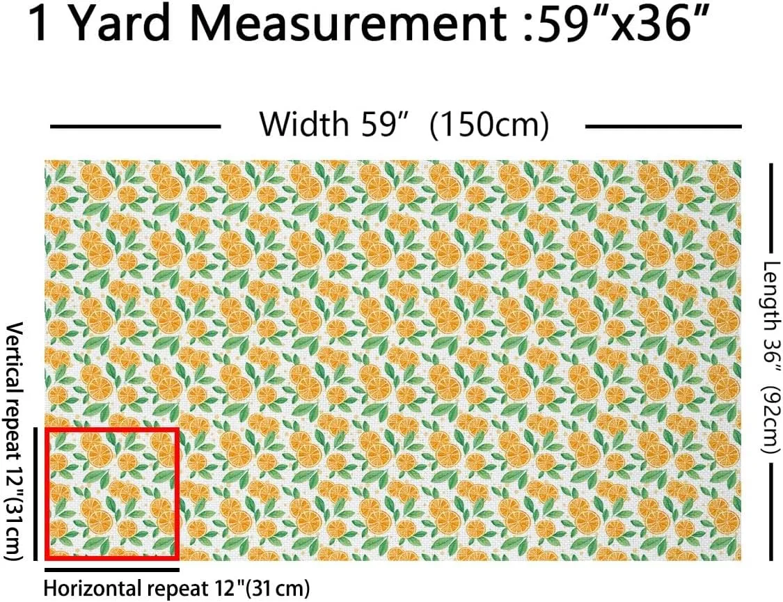 Feelyou Orange Fruit Fabric by The Yard 10 Yard Botanical Fruit and Leaves Upholstery Fabric for Chairs for Kids Boys Girls Citrus Fruit Upholstery Fabric for Chairs Orange