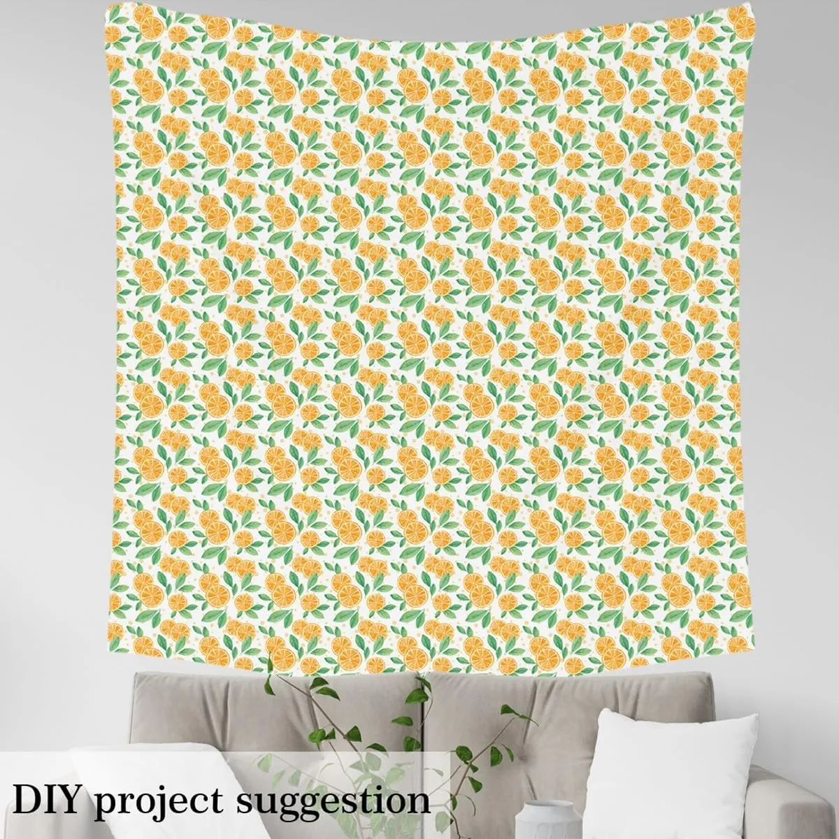 Feelyou Orange Fruit Fabric by The Yard 10 Yard Botanical Fruit and Leaves Upholstery Fabric for Chairs for Kids Boys Girls Citrus Fruit Upholstery Fabric for Chairs Orange