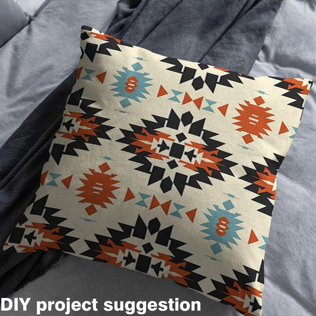 Feelyou Orange Southwestern Upholstery Fabric for Chairs 1 Yard Geometric Fabric by The Yard Tribal Native American Indian Design Decorative Waterproof Fabric Decor Exotic Stripe Line Outdoor Fabric