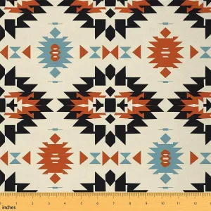 Feelyou Orange Southwestern Upholstery Fabric for Chairs 1 Yard Geometric Fabric by The Yard Tribal Native American Indian Design Decorative Waterproof Fabric Decor Exotic Stripe Line Outdoor Fabric