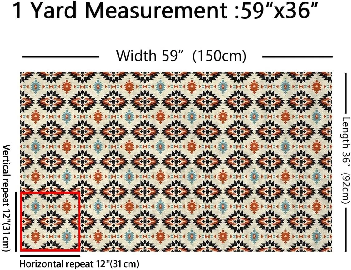 Feelyou Orange Southwestern Upholstery Fabric for Chairs 1 Yard Geometric Fabric by The Yard Tribal Native American Indian Design Decorative Waterproof Fabric Decor Exotic Stripe Line Outdoor Fabric