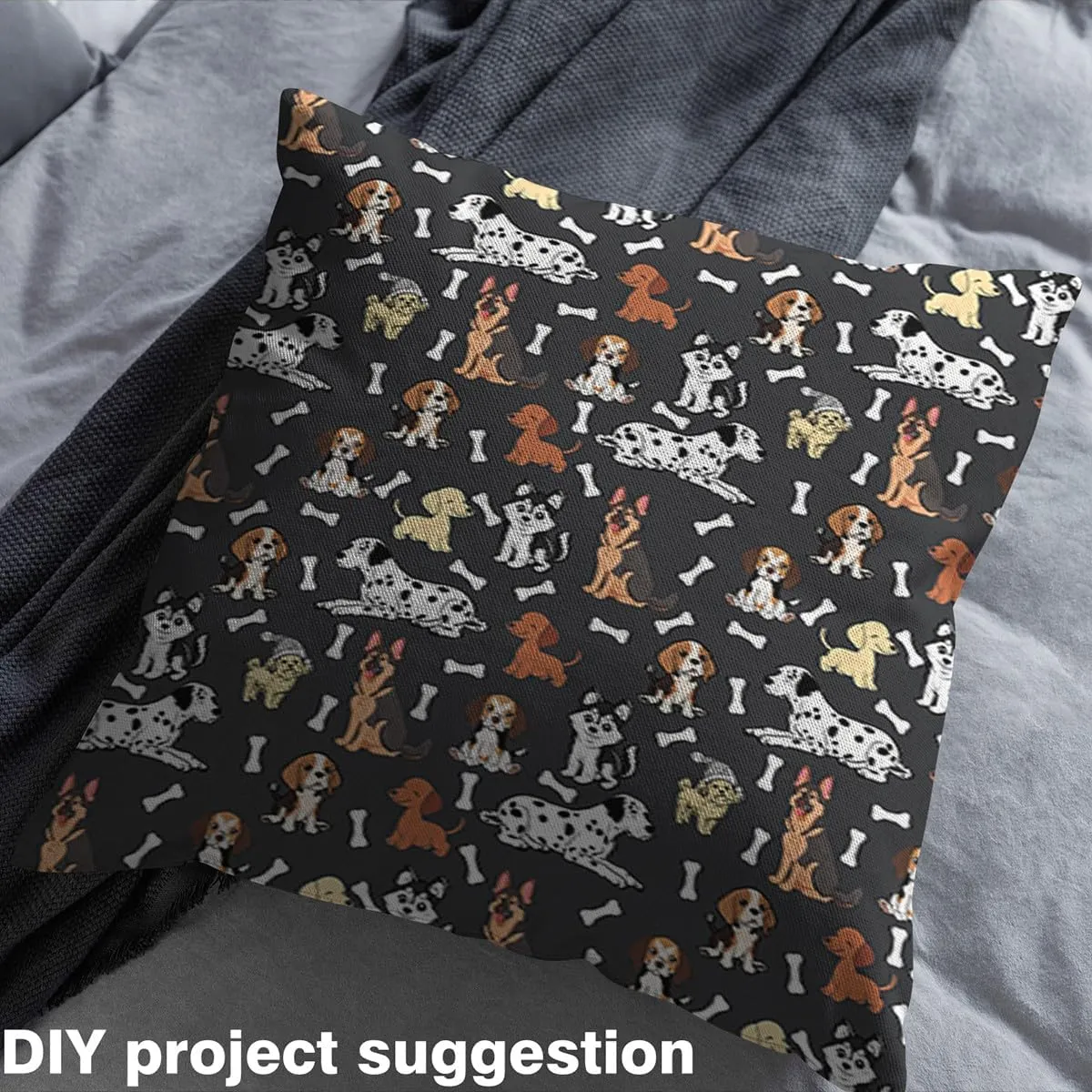 Feelyou Puppy Dog Fabric by The Yard Kids 2 Yard Cute Upholstery Fabric for Chairs for Boys Girls Teens Kawaii Waterproof Outdoor Fabric Bones Reupholstery Fabric Decor