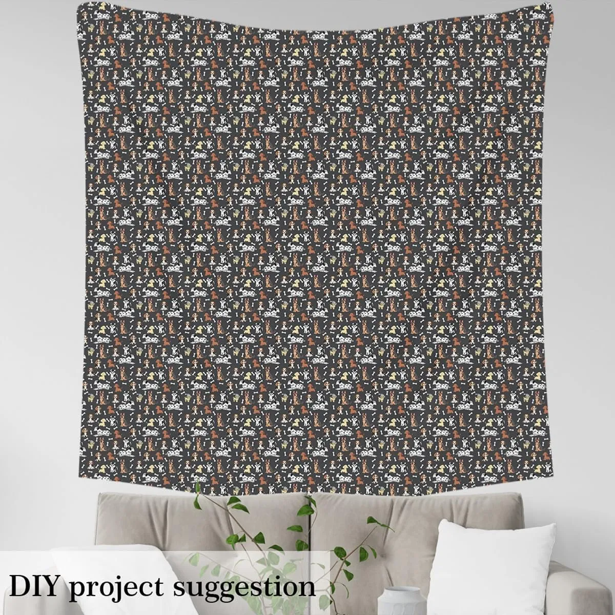Feelyou Puppy Dog Fabric by The Yard Kids 2 Yard Cute Upholstery Fabric for Chairs for Boys Girls Teens Kawaii Waterproof Outdoor Fabric Bones Reupholstery Fabric Decor