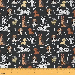 Feelyou Puppy Dog Fabric by The Yard Kids 2 Yard Cute Upholstery Fabric for Chairs for Boys Girls Teens Kawaii Waterproof Outdoor Fabric Bones Reupholstery Fabric Decor