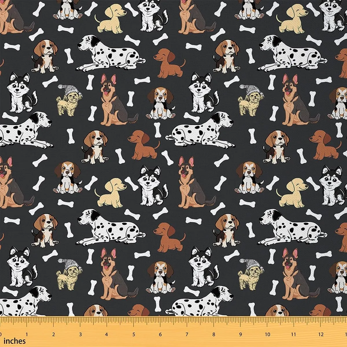 Feelyou Puppy Dog Fabric by The Yard Kids 2 Yard Cute Upholstery Fabric for Chairs for Boys Girls Teens Kawaii Waterproof Outdoor Fabric Bones Reupholstery Fabric Decor
