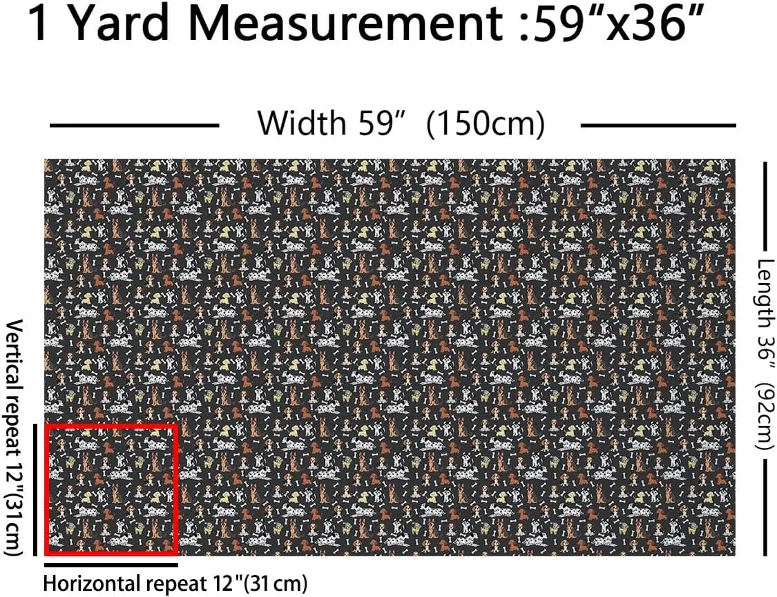 Feelyou Puppy Dog Fabric by The Yard Kids 2 Yard Cute Upholstery Fabric for Chairs for Boys Girls Teens Kawaii Waterproof Outdoor Fabric Bones Reupholstery Fabric Decor