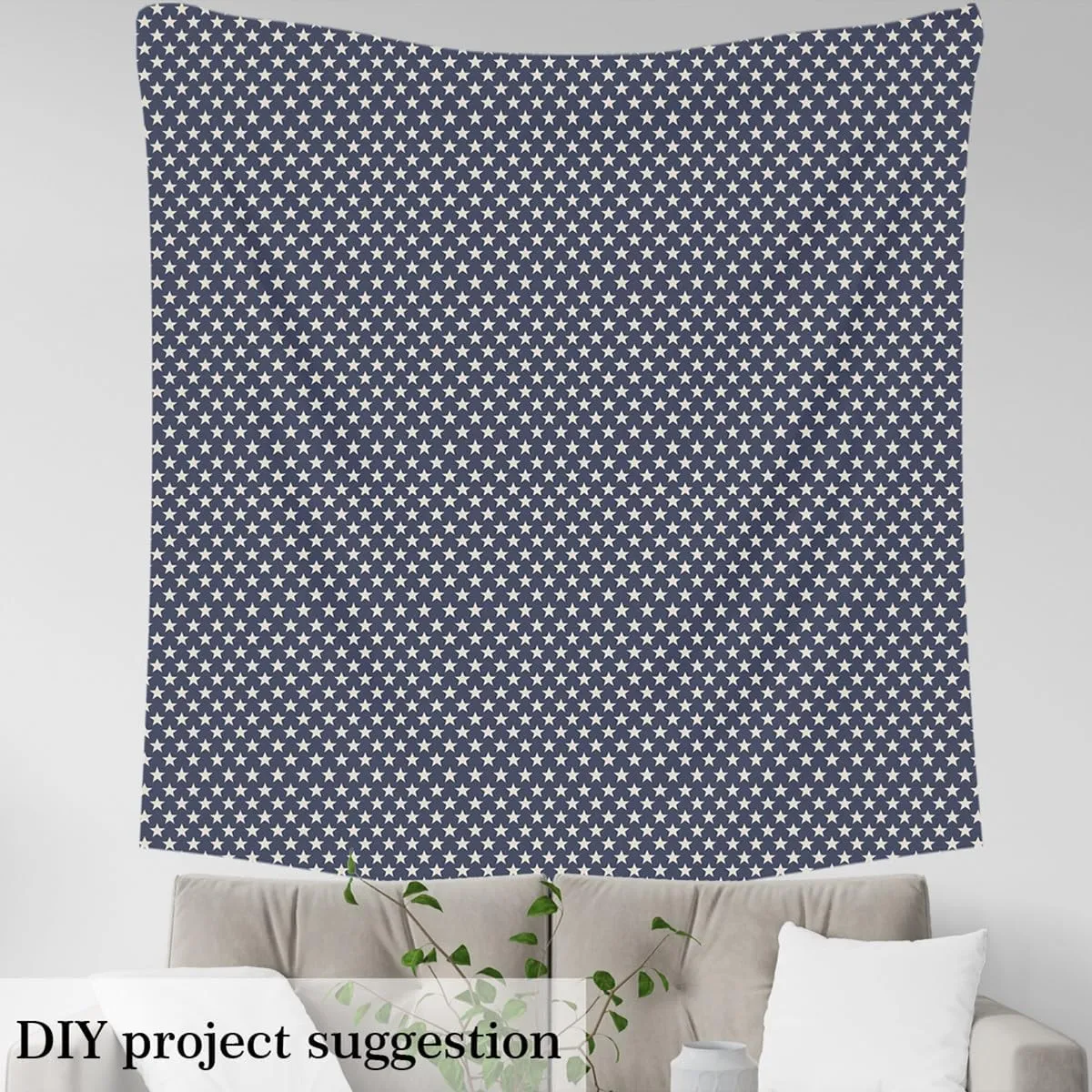 Feelyou Star Fabric by The Yard, American Flag Upholstery Fabric, Independence Themeds of Freedom Decorative DIY Projects, Indoor Outdoor, 2 Yards, Navy Blue