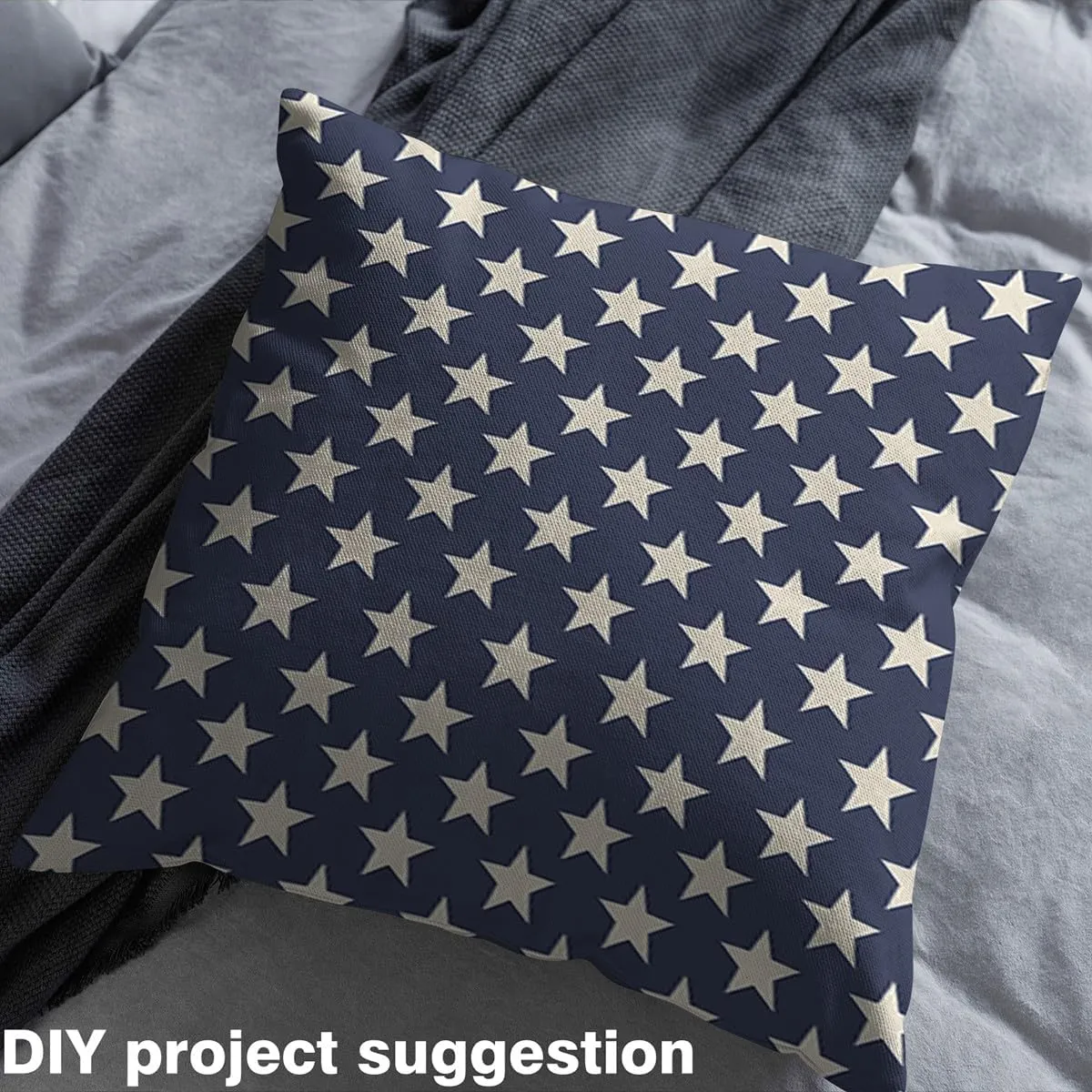 Feelyou Star Fabric by The Yard, American Flag Upholstery Fabric, Independence Themeds of Freedom Decorative DIY Projects, Indoor Outdoor, 2 Yards, Navy Blue