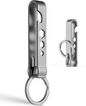 FEGVE Titanium Belt Clip, Carabiner Keychain Holder With Key Ring for Pants Purse