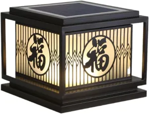 Fence Lights Solar Powered Garden Lights Bright Black Square Outdoor Post Clear Outdoor Modern Fashion Waterproof Lamp Pole Pillar Lantern 3000K
