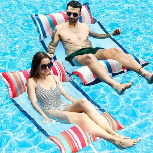 FindUWill Fabric Pool Hammock Floats, XL, 2Pack Inflatable Multi Purpose Water Hammocks Floaties (Saddle, Lounge Chair, Hammock, Drifter), Pool Float Lounger for Adults
