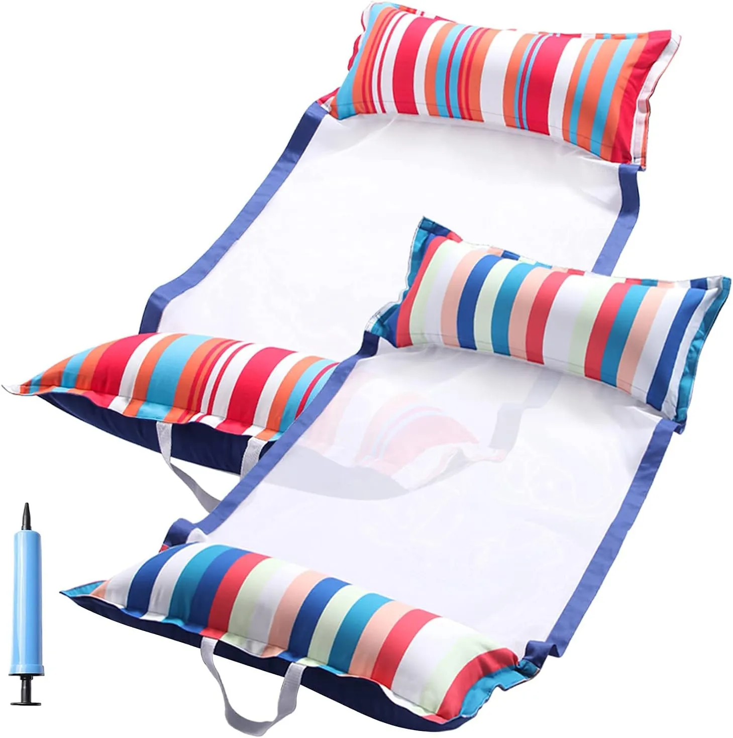 FindUWill Fabric Pool Hammock Floats, XL, 2Pack Inflatable Multi Purpose Water Hammocks Floaties (Saddle, Lounge Chair, Hammock, Drifter), Pool Float Lounger for Adults