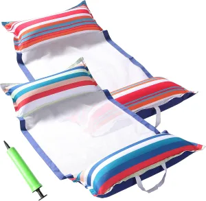 FindUWill Fabric Pool Hammock Floats, XL, 2Pack Inflatable Water Hammocks Floaties 4-in-1 (Saddle, Lounge Chair, Hammock, Drifter), Pool Float Lounger for Adults