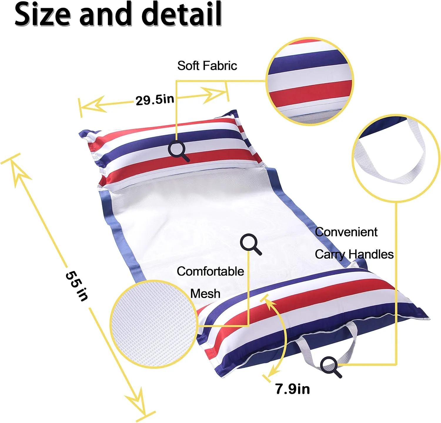 FindUWill Fabric Pool Hammock Floats, XL, 2Pack Inflatable Water Hammocks Floaties 4-in-1 (Saddle, Lounge Chair, Hammock, Drifter), Pool Float Lounger for Adults