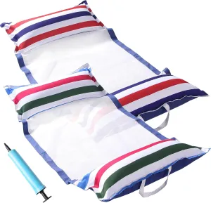 FindUWill Fabric Pool Hammock Floats, XL, 2Pack Inflatable Water Hammocks Floaties 4-in-1 (Saddle, Lounge Chair, Hammock, Drifter), Pool Float Lounger for Adults