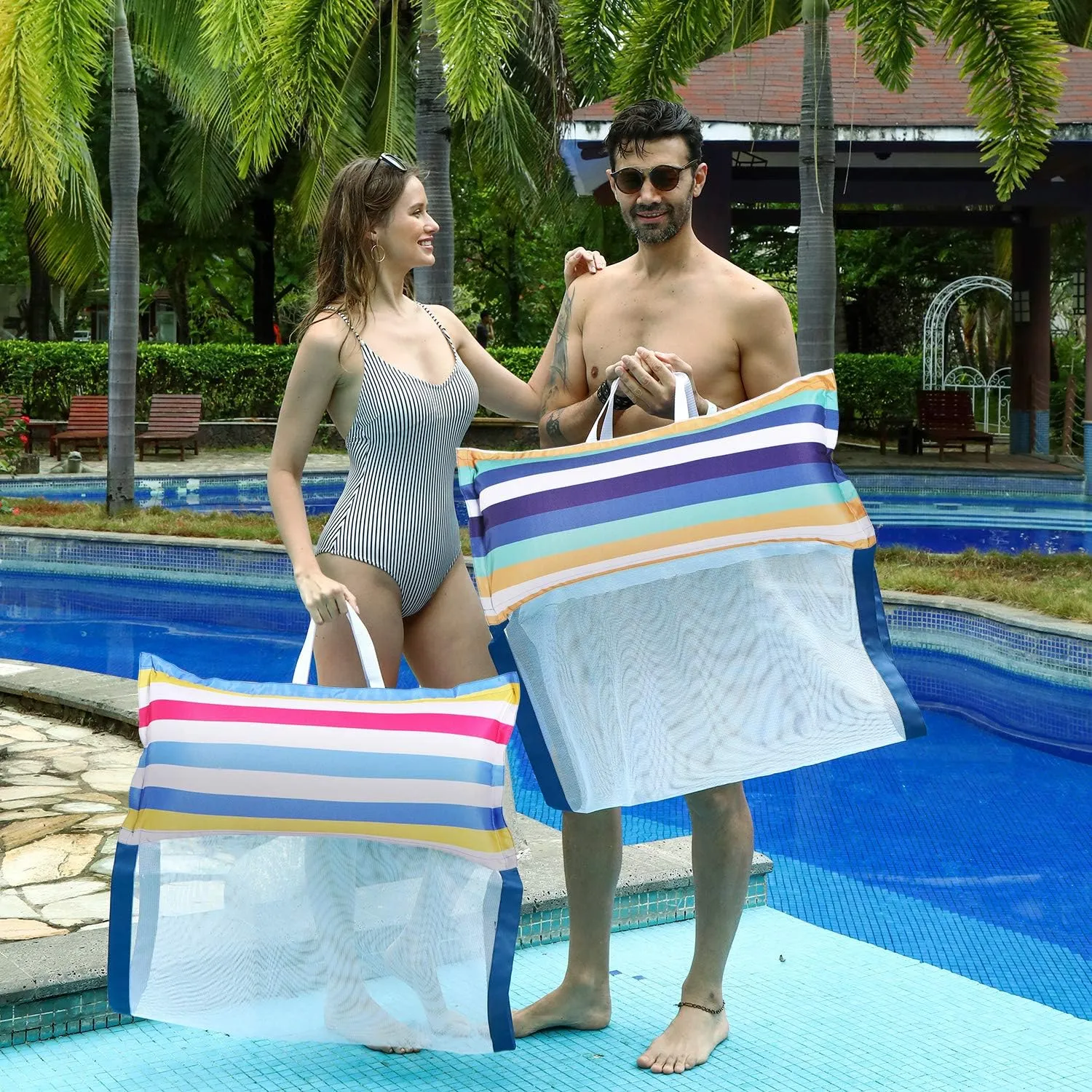 FindUWill Pool Hammock Floats, XL, 2Pack Inflatable Water Floaties 4-in-1 (Saddle, Lounge Chair, Drifter), Lounger for Adults