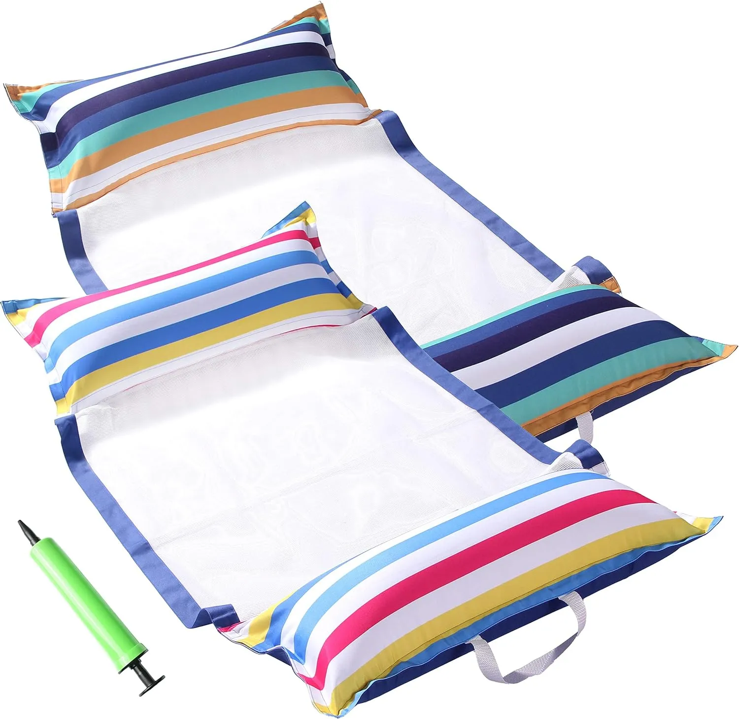 FindUWill Pool Hammock Floats, XL, 2Pack Inflatable Water Floaties 4-in-1 (Saddle, Lounge Chair, Drifter), Lounger for Adults