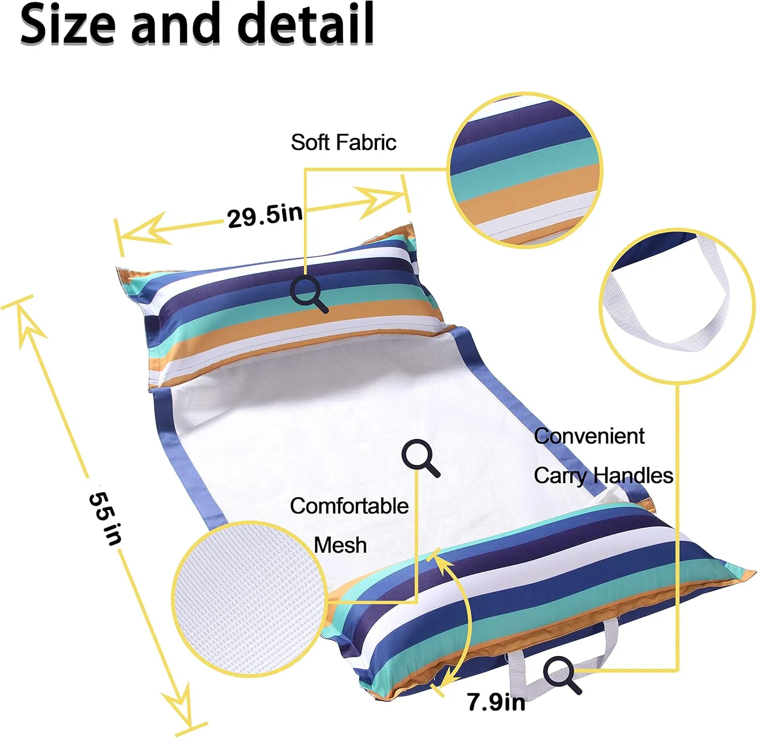 FindUWill Pool Hammock Floats, XL, 2Pack Inflatable Water Floaties 4-in-1 (Saddle, Lounge Chair, Drifter), Lounger for Adults