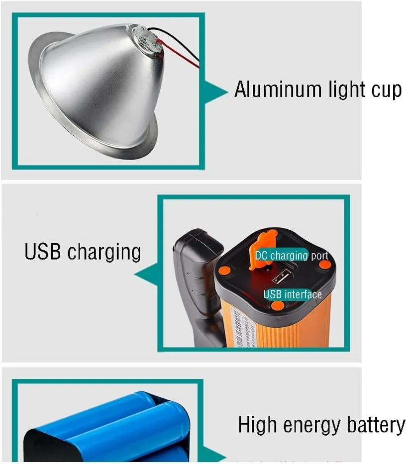 Flashlight Portable Rechargeable Light Dimmable Camping Light for Tent Lantern/Patio/Garden/Power Failure/BBQ/On Foot (Size : 9900W)