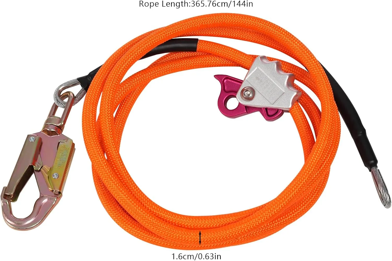 Flip Line, Steel Wire Core Flipline Kit for Climbing Tree 5/8''x12ft, Flip Line Kit with Triple Locking Carabiner & Storage Bag, Ideal for Climbing Lanyard, Lineman’s Belt and Rope