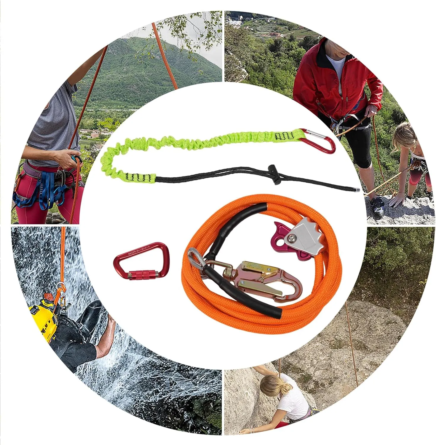 Flip Line, Steel Wire Core Flipline Kit for Climbing Tree 5/8''x12ft, Flip Line Kit with Triple Locking Carabiner & Storage Bag, Ideal for Climbing Lanyard, Lineman’s Belt and Rope