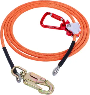 Flip Line, Wire Core Flipline 1/2" X 16', Wire Core Flip Line Kit with Triple Lock Carabiner Adjuster, Steel Swivel Snap, Climbing Flipline for Fall Protection, Arborist, Tree Climbers