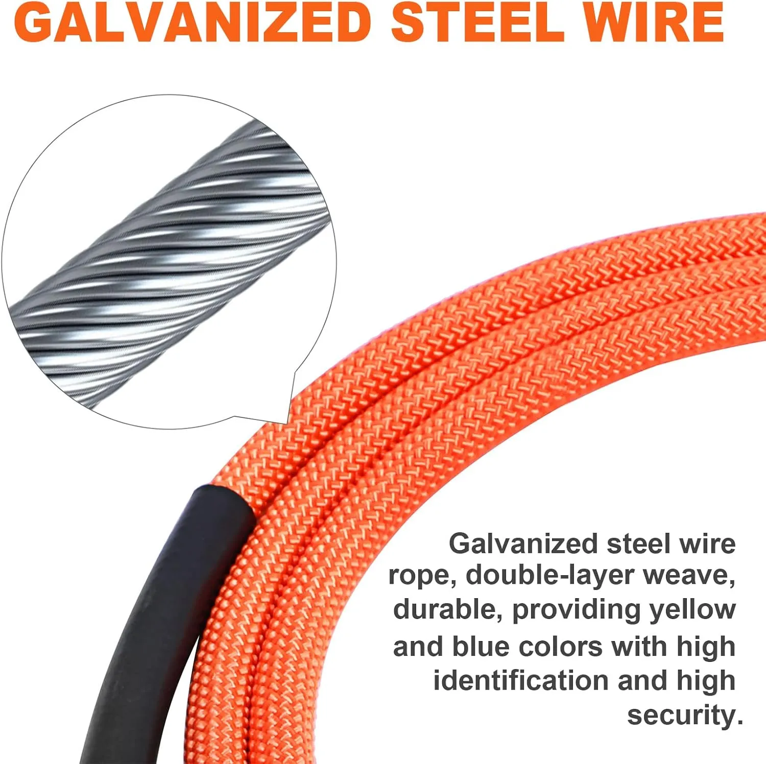 Flip Line, Wire Core Flipline 1/2" X 16', Wire Core Flip Line Kit with Triple Lock Carabiner Adjuster, Steel Swivel Snap, Climbing Flipline for Fall Protection, Arborist, Tree Climbers