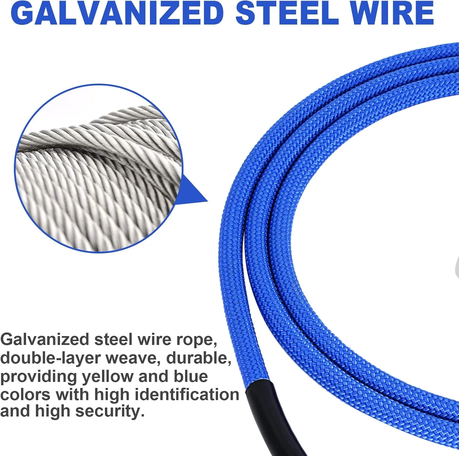 Flip Line, Wire Core Flipline 1/2" X 8', Wire Core Flip Line Kit with Triple Lock Carabiner Adjuster, Steel Swivel Snap, Climbing Flipline for Fall Protection, Arborist, Tree Climbers, Blue