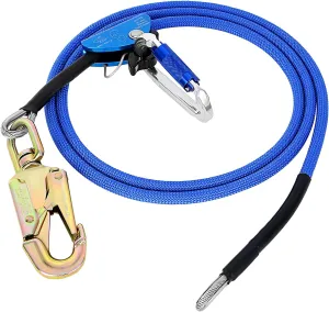 Flip Line, Wire Core Flipline 1/2" X 8', Wire Core Flip Line Kit with Triple Lock Carabiner Adjuster, Steel Swivel Snap, Climbing Flipline for Fall Protection, Arborist, Tree Climbers, Blue