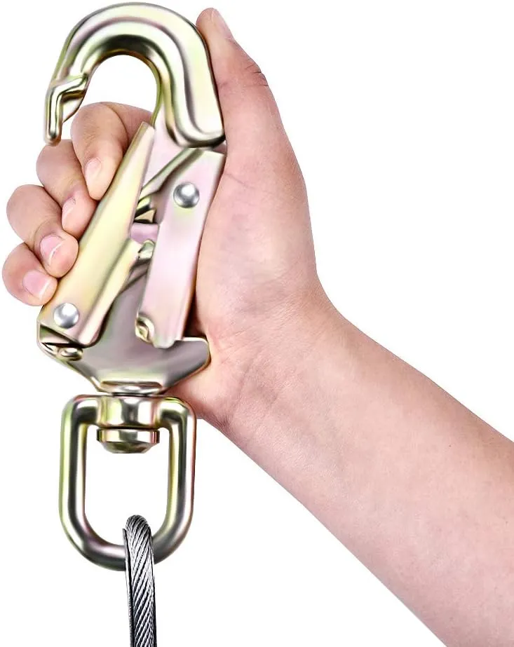 Flipline Tree Climbing Lanyard - 1/2''x 10 ft, Steel Wire Core Flip Line Rope with Alloy Steel Swivel Snap Hook, Locking Carabiner, Adjustable, Low Stretch, Cut Resistant for Arborist Tree Work