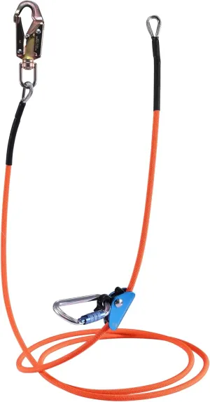 Flipline Tree Climbing Lanyard - 1/2''x 10 ft, Steel Wire Core Flip Line Rope with Alloy Steel Swivel Snap Hook, Locking Carabiner, Adjustable, Low Stretch, Cut Resistant for Arborist Tree Work