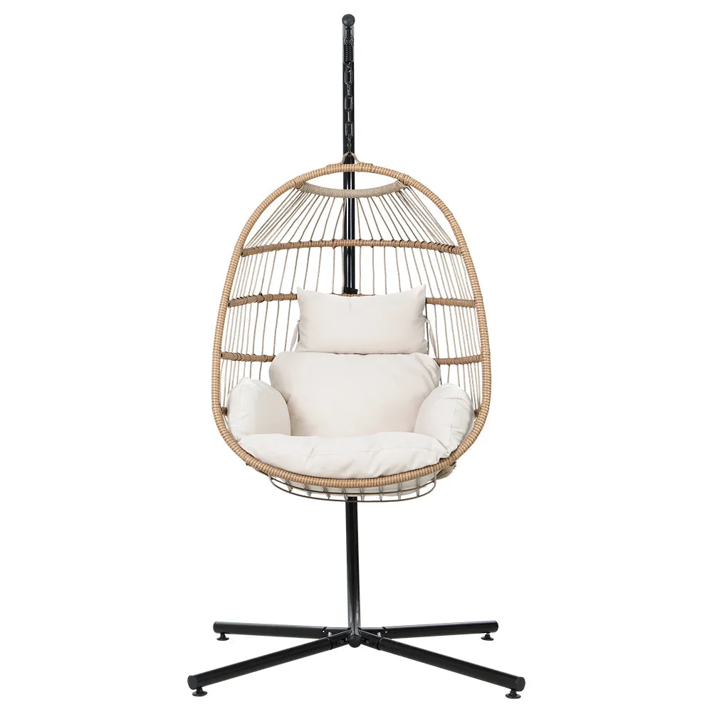 Flora - Outdoor Egg Swing Chair Wicker Rope Pod Stand Yellow