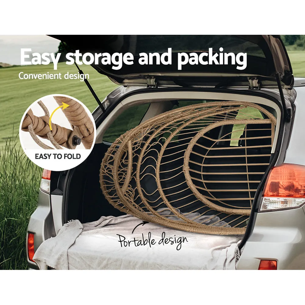 Flora - Outdoor Egg Swing Chair Wicker Rope Pod Stand Yellow