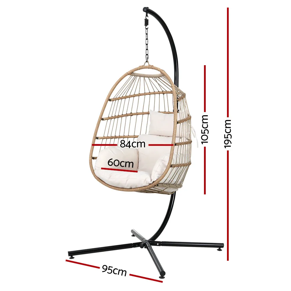 Flora - Outdoor Egg Swing Chair Wicker Rope Pod Stand Yellow