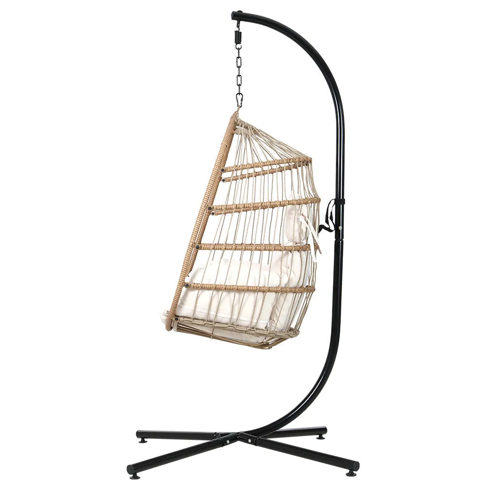 Flora - Outdoor Egg Swing Chair Wicker Rope Pod Stand Yellow
