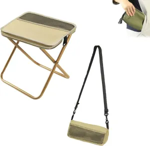 Foldable Backpack Stool, Portable Ultra Lightweight Camping Stool with Adjustable Shoulder Strap, Suitable for Camping, Fishing, Hiking or Outdoor Barbecue, Can Bear 250 Lb Weight (Small-B)