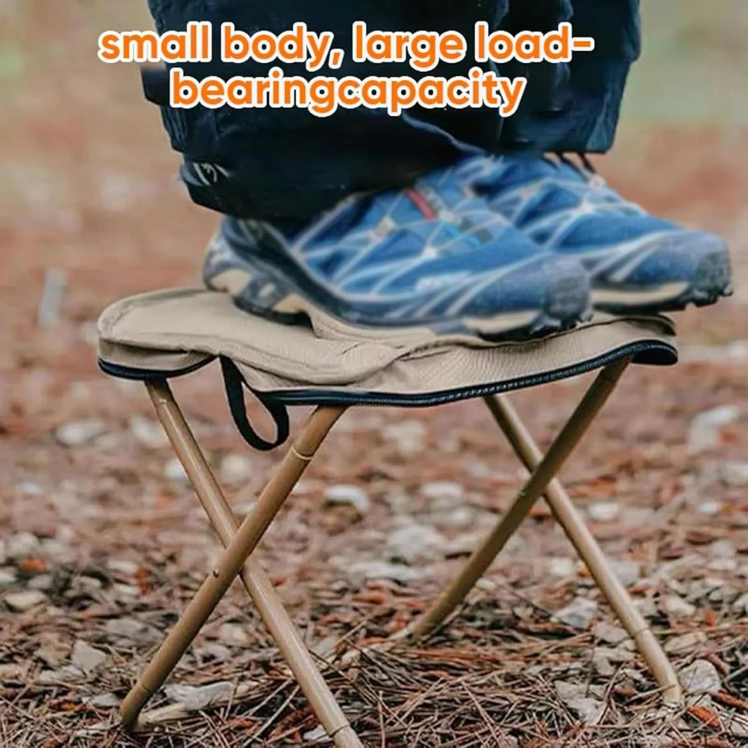 Foldable Backpack Stool, Portable Ultra Lightweight Camping Stool with Adjustable Shoulder Strap, Suitable for Camping, Fishing, Hiking or Outdoor Barbecue, Can Bear 250 Lb Weight (Small-B)